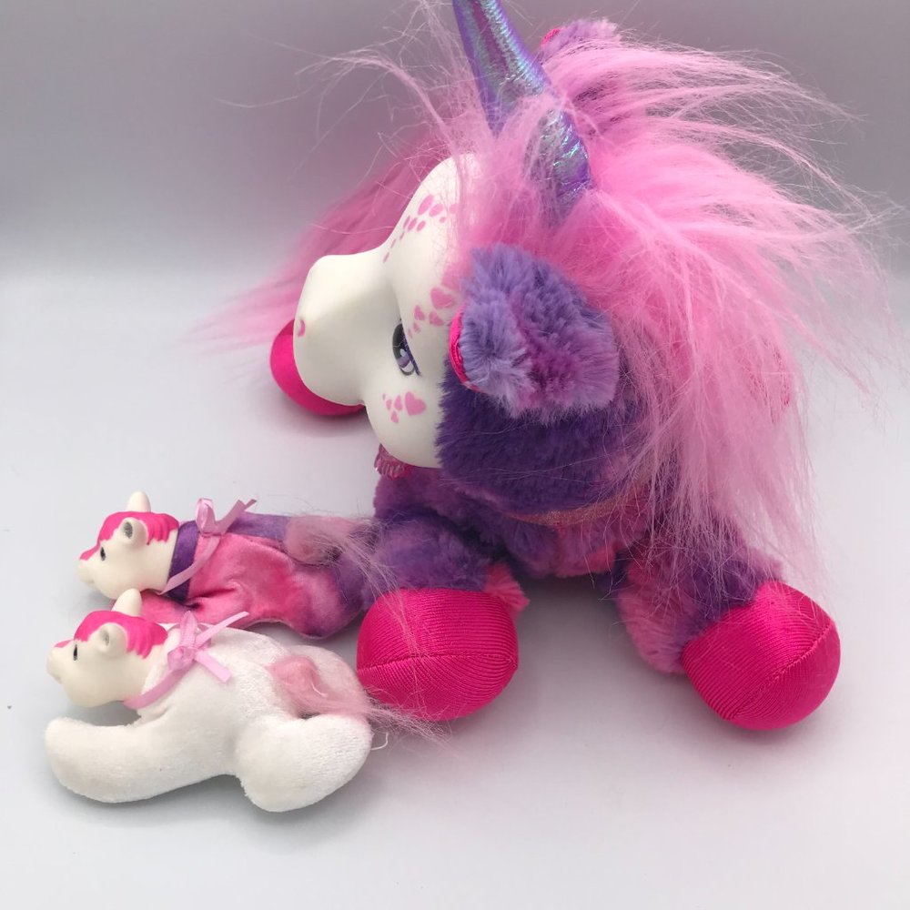 Unicorn Surprise Livia Tie Dye Pink Purple Unicorn w/ 2 baby unicorns - Picture 4 of 14